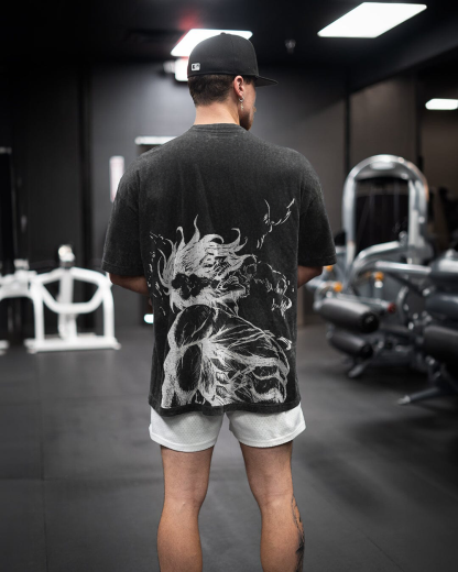 Retro Eren Yeager Attack On Titan Anime Oversize Washed Tee