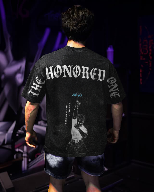 Retro Gojo Satoru Anime Oversize Washed Tee