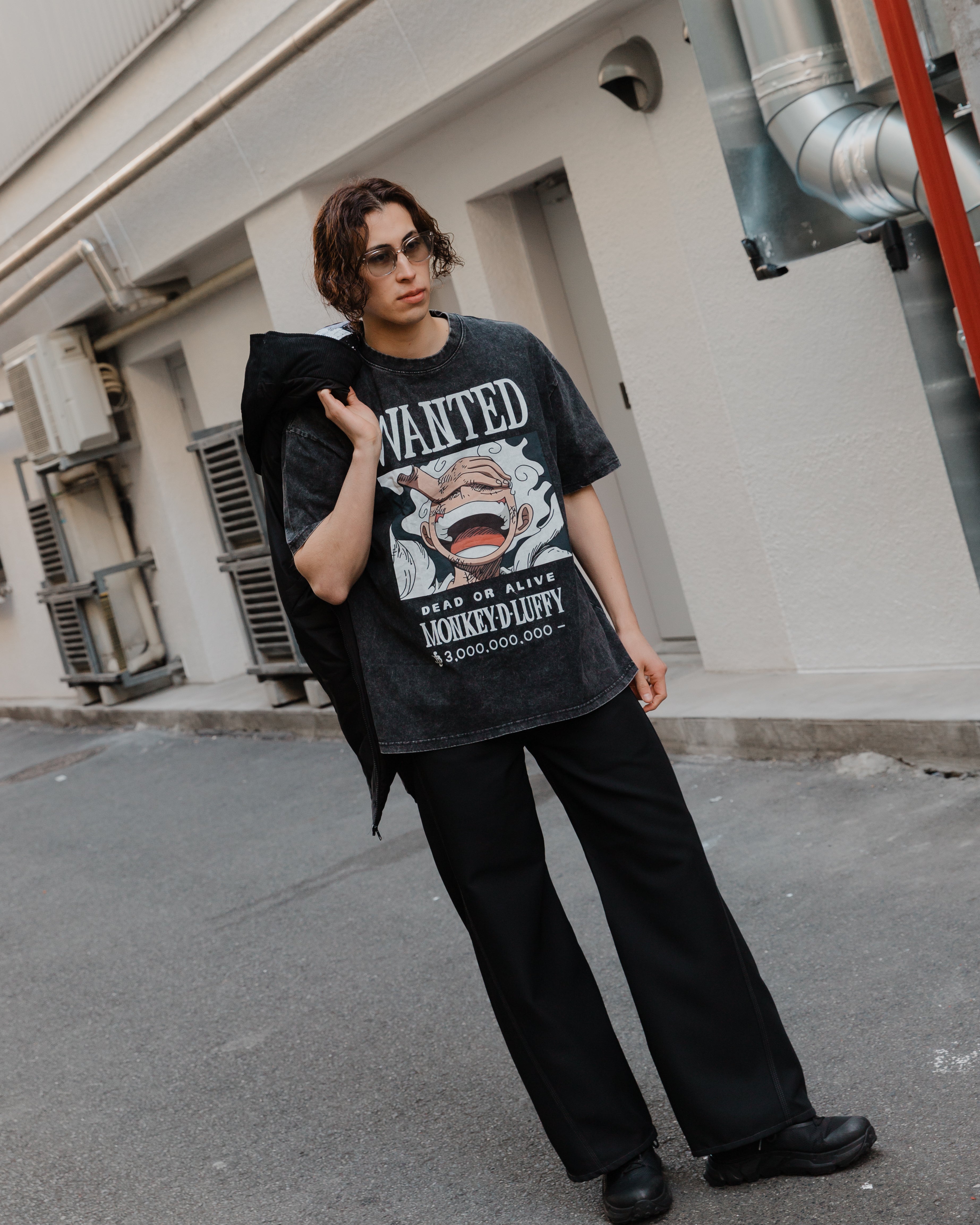 Anime [One Piece] Graphic Print Washed T-shirt