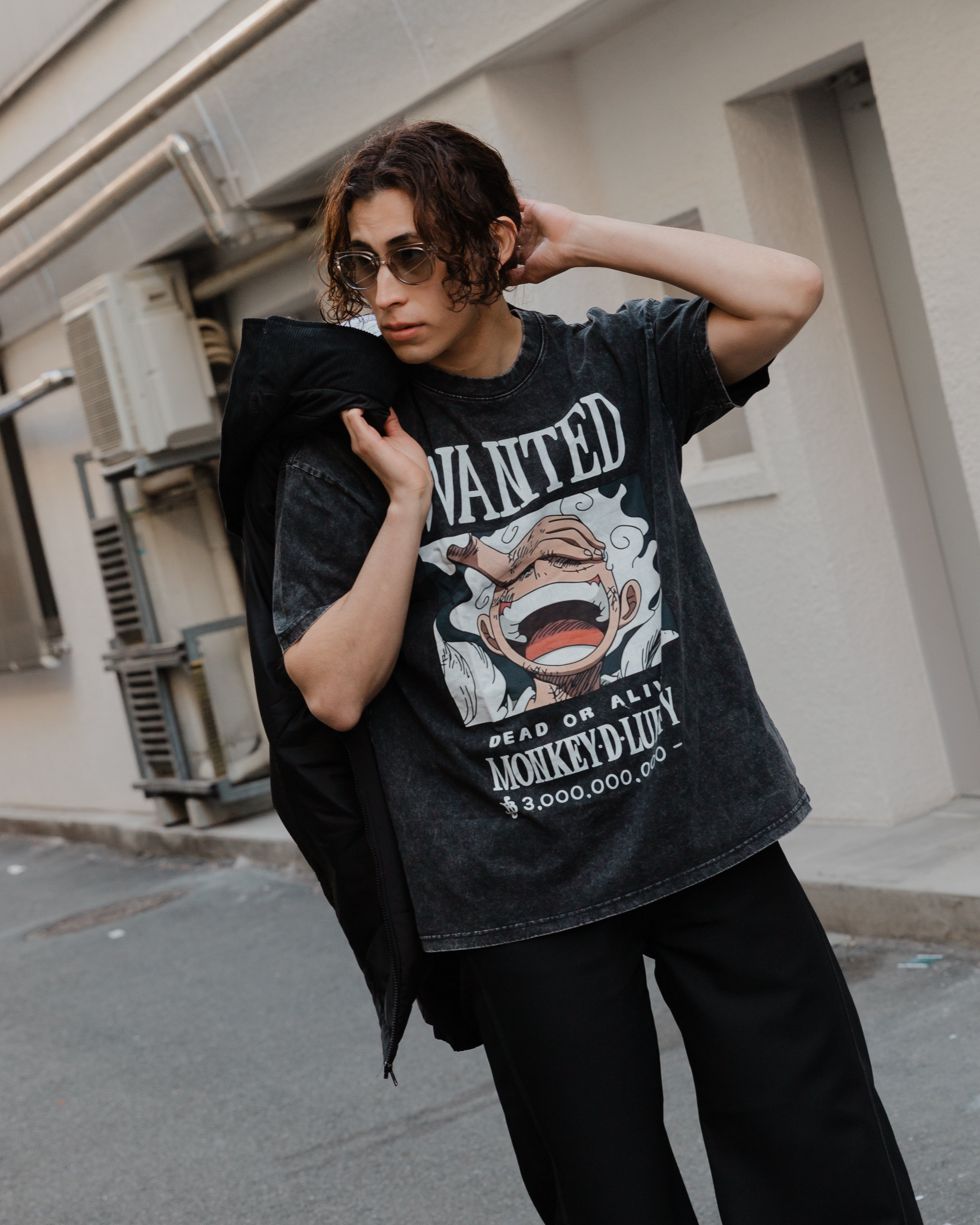 Anime [One Piece] Graphic Print Washed T-shirt