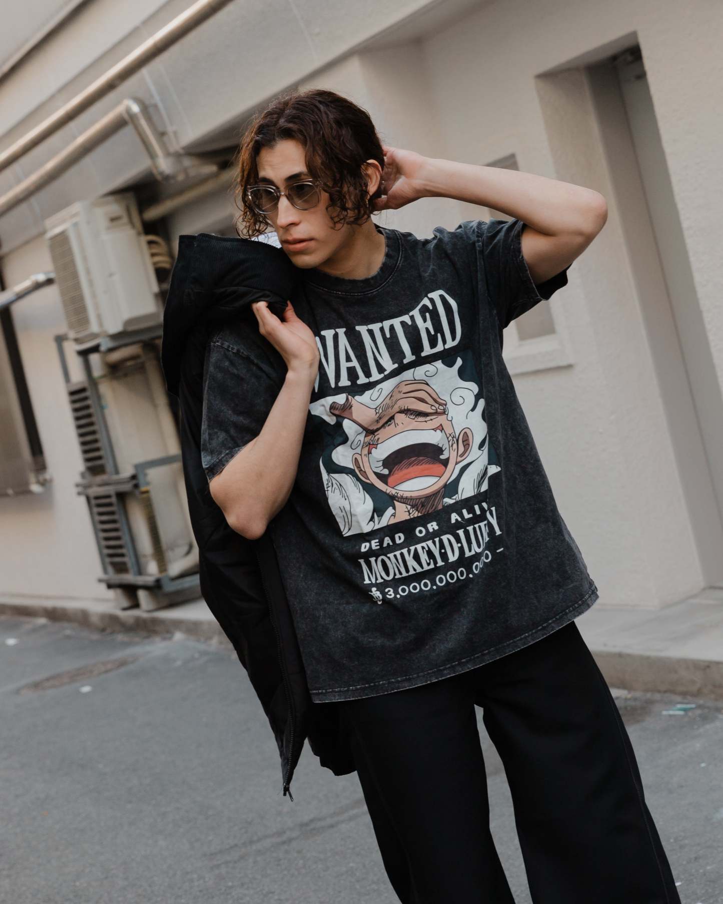 Anime [One Piece] Graphic Print Washed T-shirt