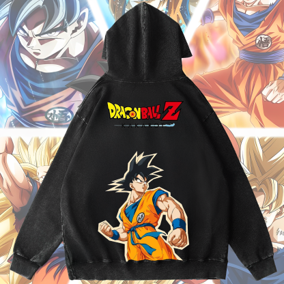 Anime 【Dragon Ball】 Character Series "Sun Goku" Graphic Print Washed Hoodie