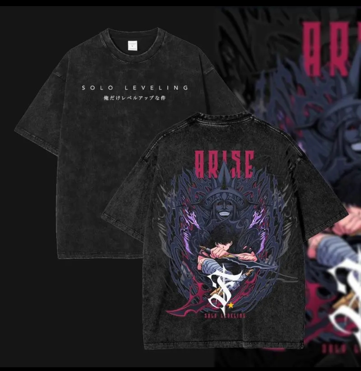 Solo Leveling Printed Unisex Washed T-Shirt