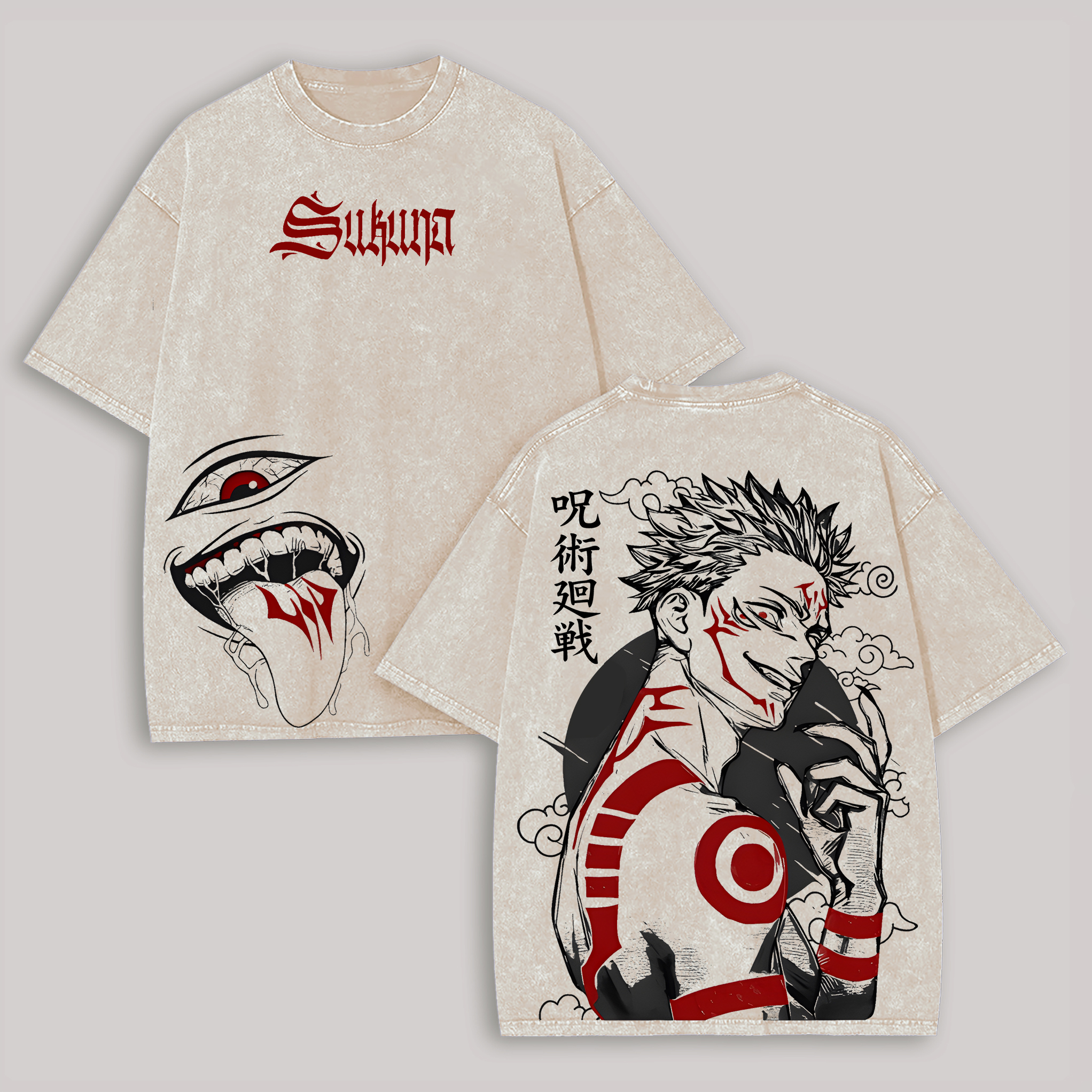 Jujutsu Kaisen Ryomen Sukuna Printed Unisex Washed T-Shirt