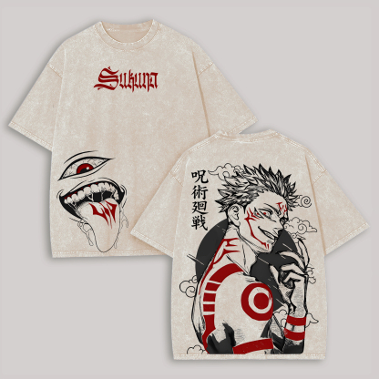 Jujutsu Kaisen Ryomen Sukuna Printed Unisex Washed T-Shirt