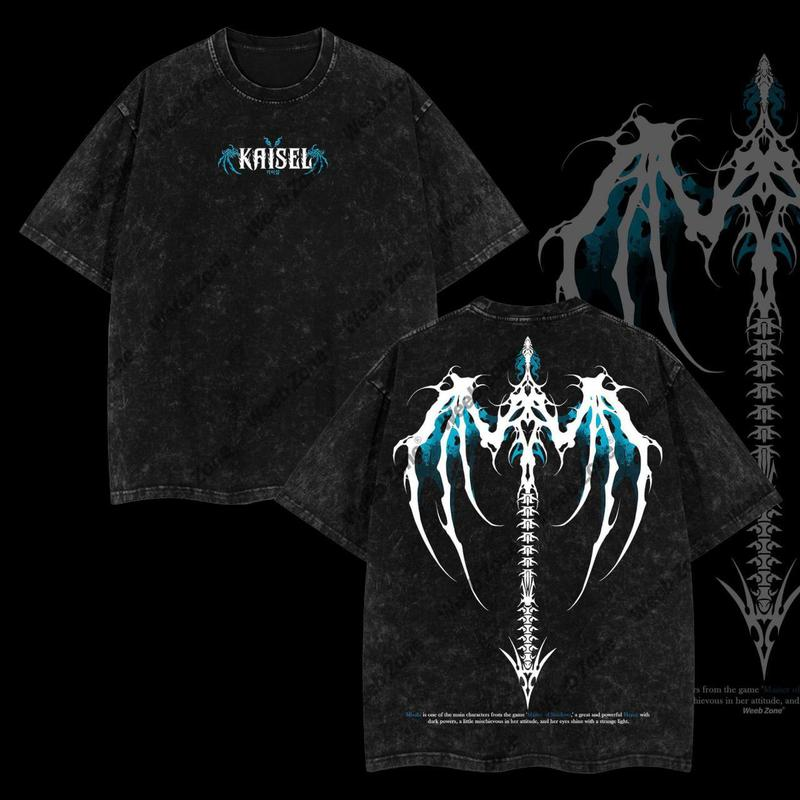 Sung Jin-Woo Solo Leveling AnimeDouble Printed Oversize Lightweight Acid Washed Tee-Limited Edition