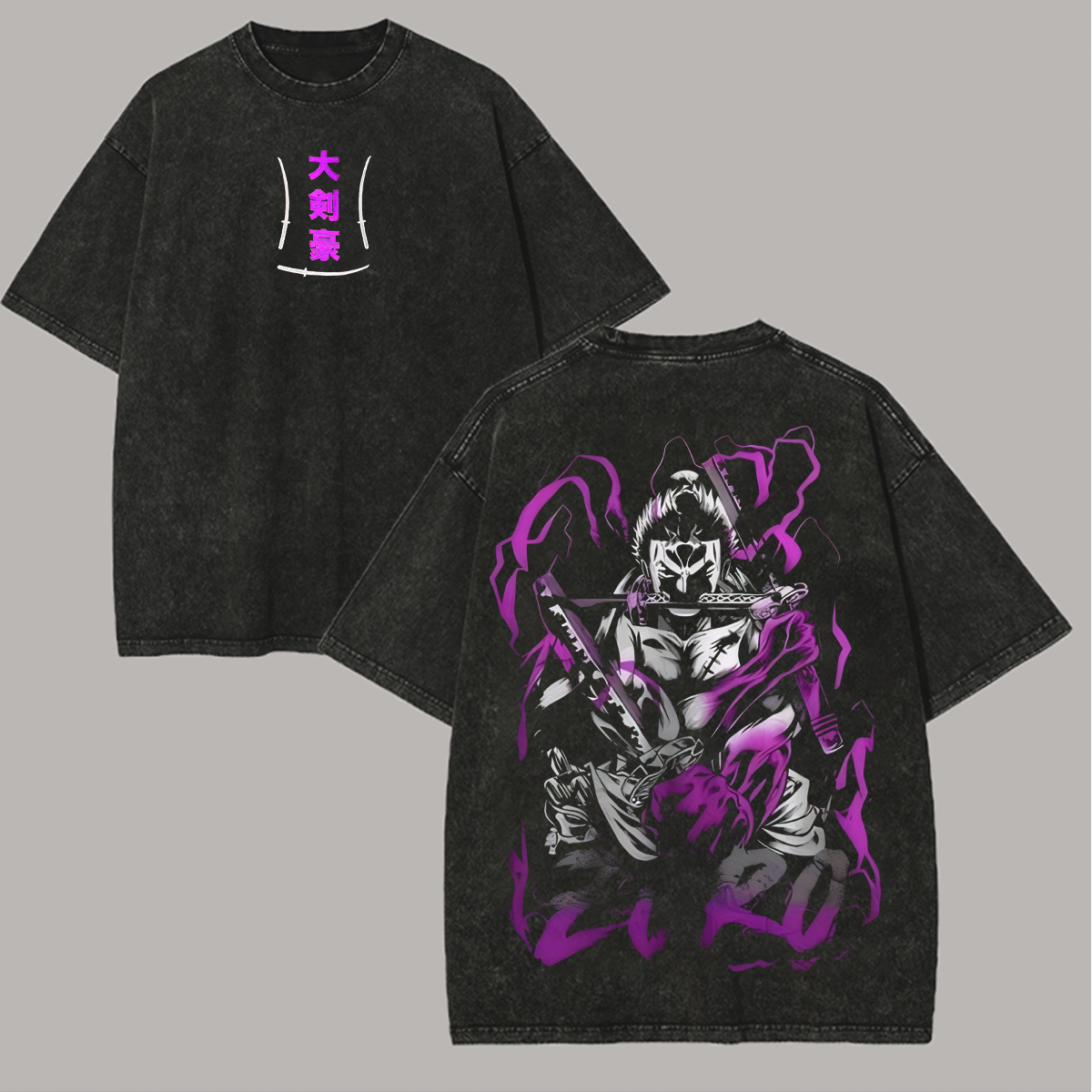 One Piece Roronoa Zoro Printed Unisex Washed T-Shirt
