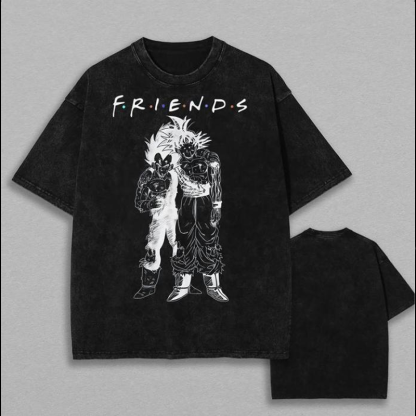 Friends Dragon Ball Anime Oversize Washed T-Shirt