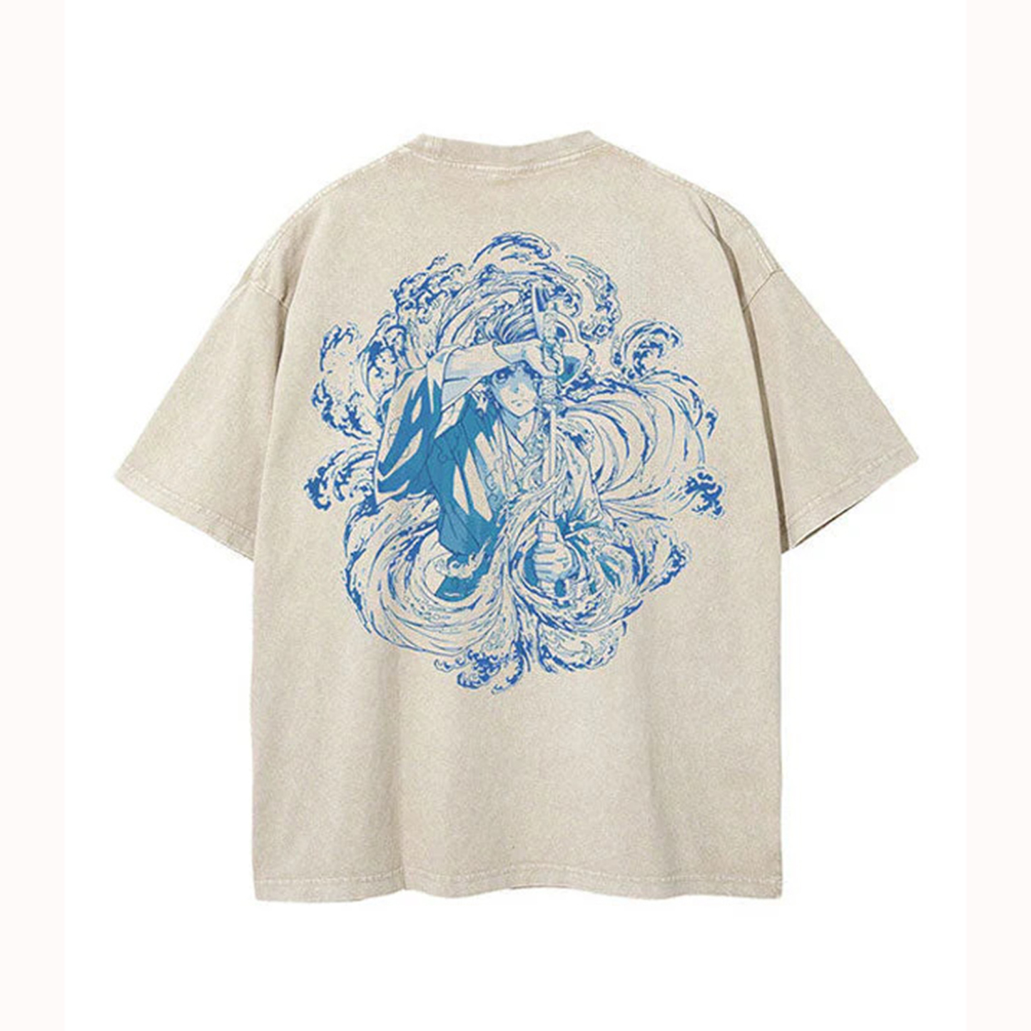 Tanjiro Water Breathing 2-Sided Vintage Oversize Washed Tee