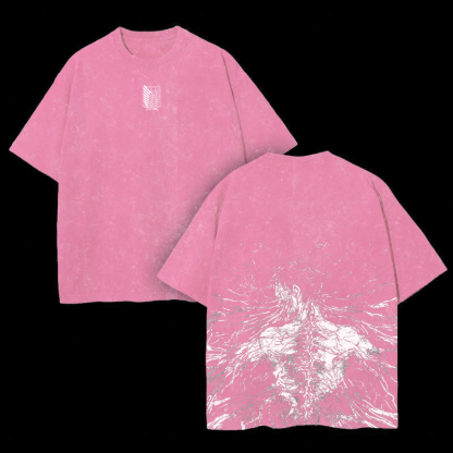 Retro Eren Yeager Attack On Titan Oversize Washed T-Shirt- Unisex