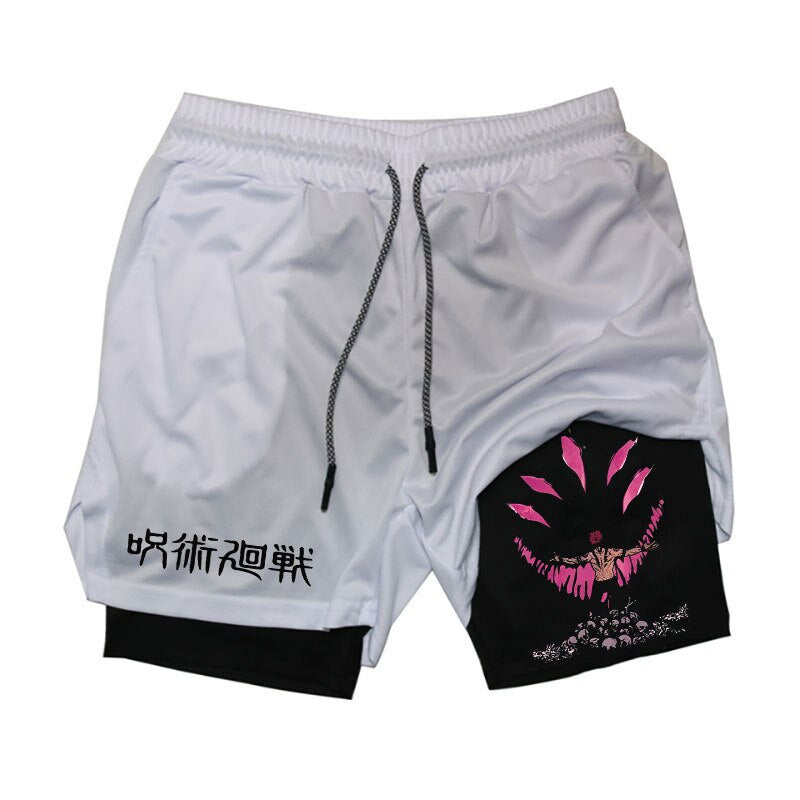 Anime [Spell Back To War] Pattern Print White Full Print Sports Shorts