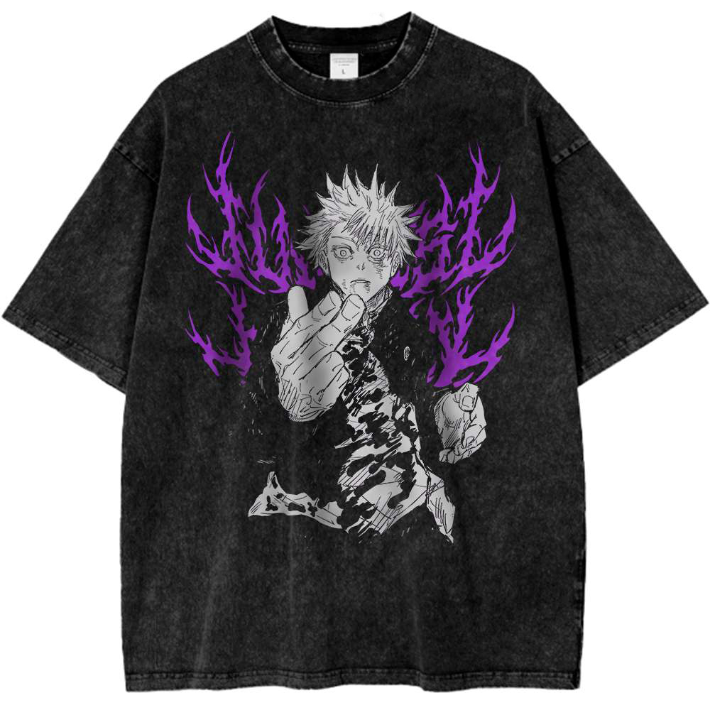 Anime [Jujutsu Kaisen] Character Satoru Gojo Pattern Printed Washed Tee