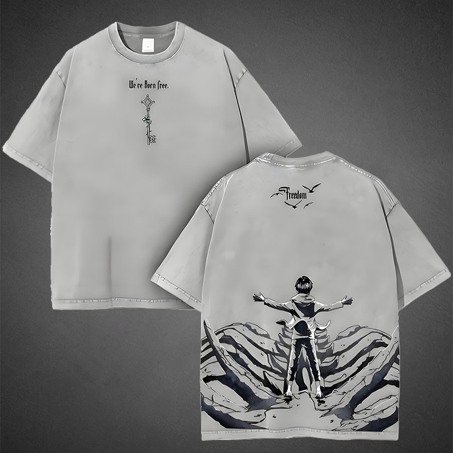 The Key to Freedom – Attack on Titan Vintage Washed Oversize Anime Tee