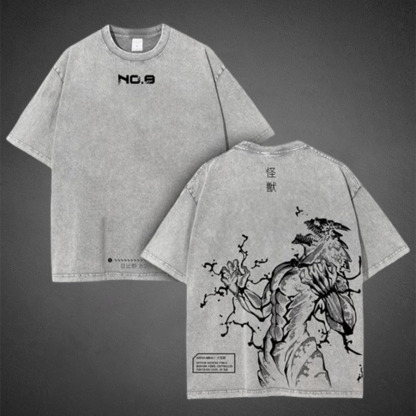 Kaiju No. 8 Tee | Oversized Washed Anime Shirt