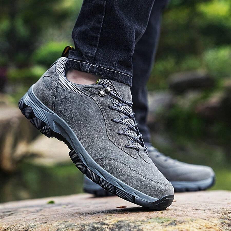 Men's Lightweight Non-Slip Suede Leather Outdoor Shoes,Comfy Orthopedic Walking Shoes - 4004