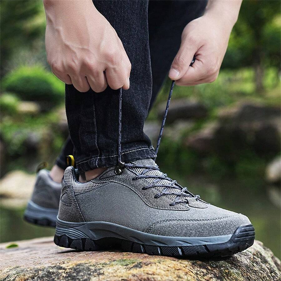Men's Lightweight Non-Slip Suede Leather Outdoor Shoes,Comfy Orthopedic Walking Shoes - 4004