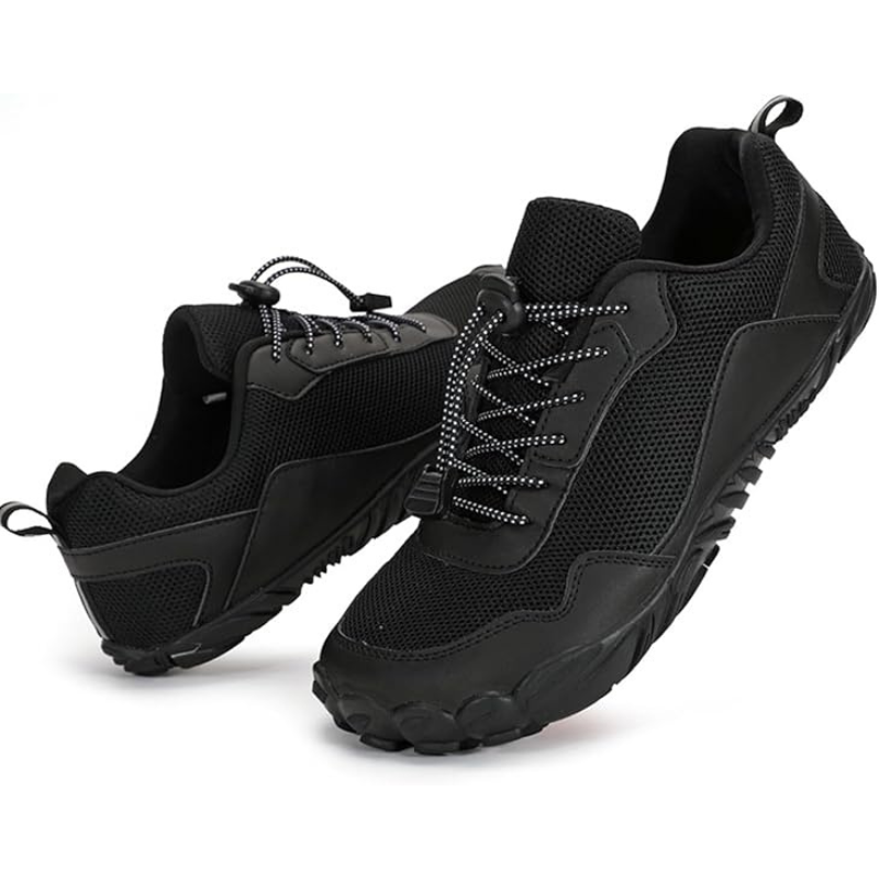 Men's Mesh Drawstring Trail Running Shoes Slip On Wide Toe Box Minimalist Training Shoes Casual Anti-Slip Lightweight Walking Hiking Shoes