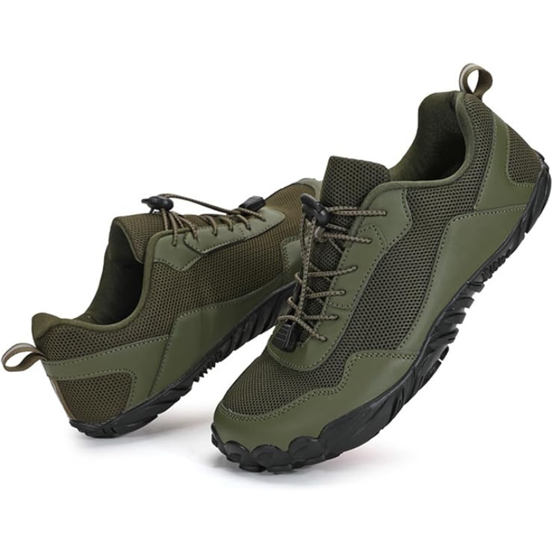 Men's Mesh Drawstring Trail Running Shoes Slip On Wide Toe Box Minimalist Training Shoes Casual Anti-Slip Lightweight Walking Hiking Shoes