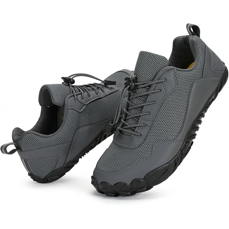 Men's Mesh Drawstring Trail Running Shoes Slip On Wide Toe Box Minimalist Training Shoes Casual Anti-Slip Lightweight Walking Hiking Shoes