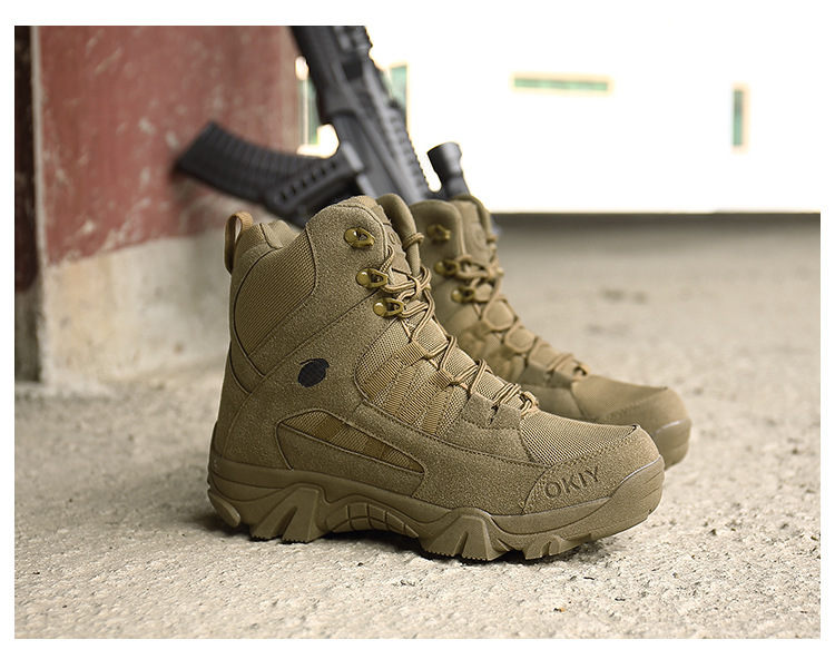 Men's Military Boots Ankle Support Hiking Boots Waterproof Non-Slip Anti-Puncture Work Boots