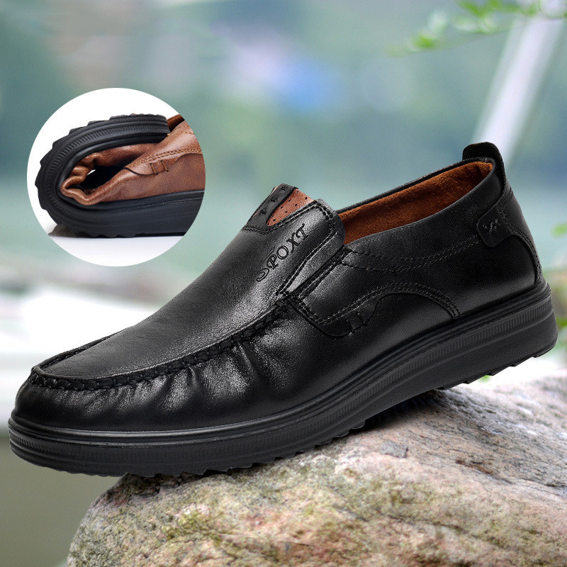 Mens Comfy Casual Non-slip Loafers Leather Shoes
