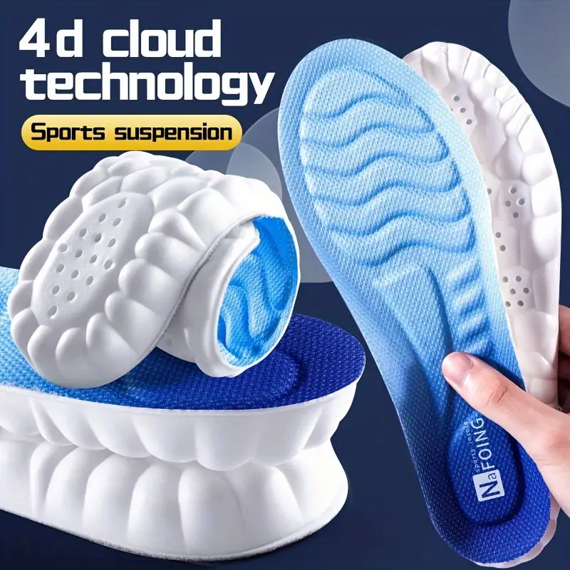 1pair 4D Sport Insoles, Soft Breathable High-elasticity Shoe Cushions, Shock Absorption Shoe Pads