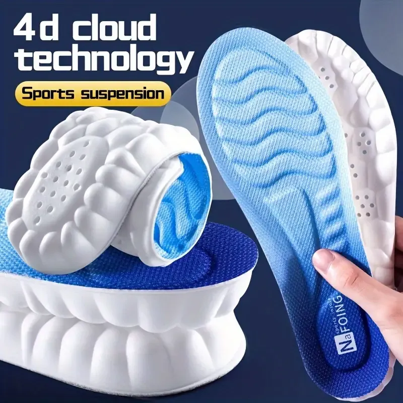 1pair 4D Sport Insoles, Soft Breathable High-elasticity Shoe Cushions,