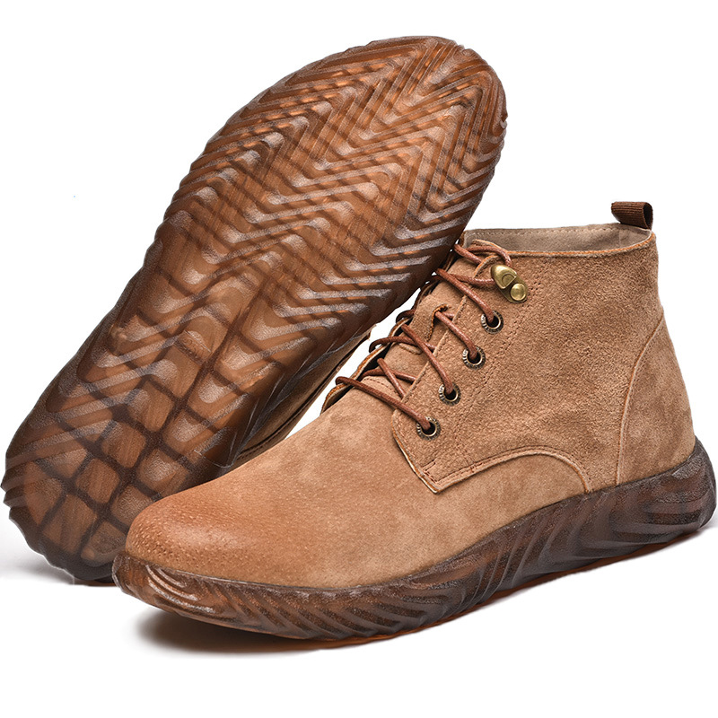 Mens Hiking Boots Men's Work Boots Steel Toe Cap Cow Leather Shoes Men Outdoor Anti-slip Puncture Proof High Top Safety Shoes Casual Boots