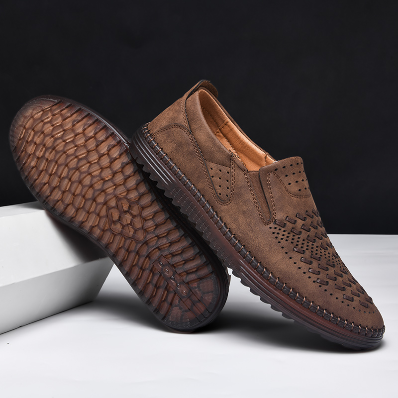 Men's Genuine Leather Loafer Shoes Slip On Soft Business Driving Shoes