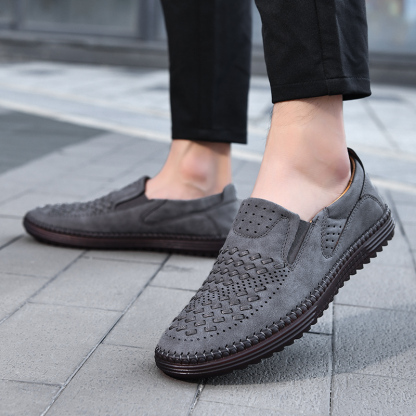 Men's Genuine Leather Loafer Shoes Slip On Soft Business Driving Shoes