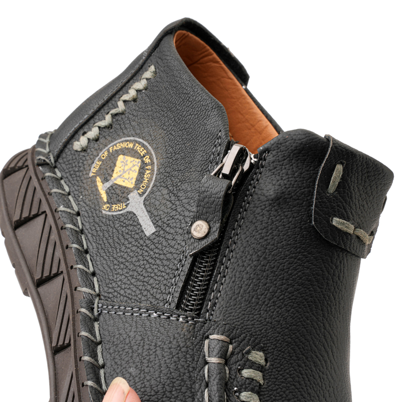 Men's Casual Leather Hand-Stitched Comfortable Non-Slip Slip-On Driving Shoes