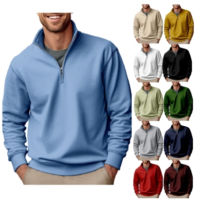 Men's Fashion Casual Zipper Padded Polo Shirt