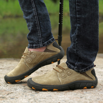 Men's Genuine Leather Outdoor Wear Resistant Non-slip Hiking Shoes