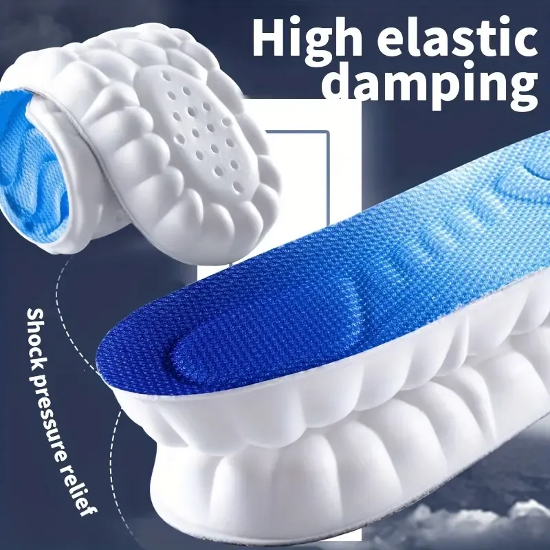 1pair 4D Sport Insoles, Soft Breathable High-elasticity Shoe Cushions, Shock Absorption Shoe Pads