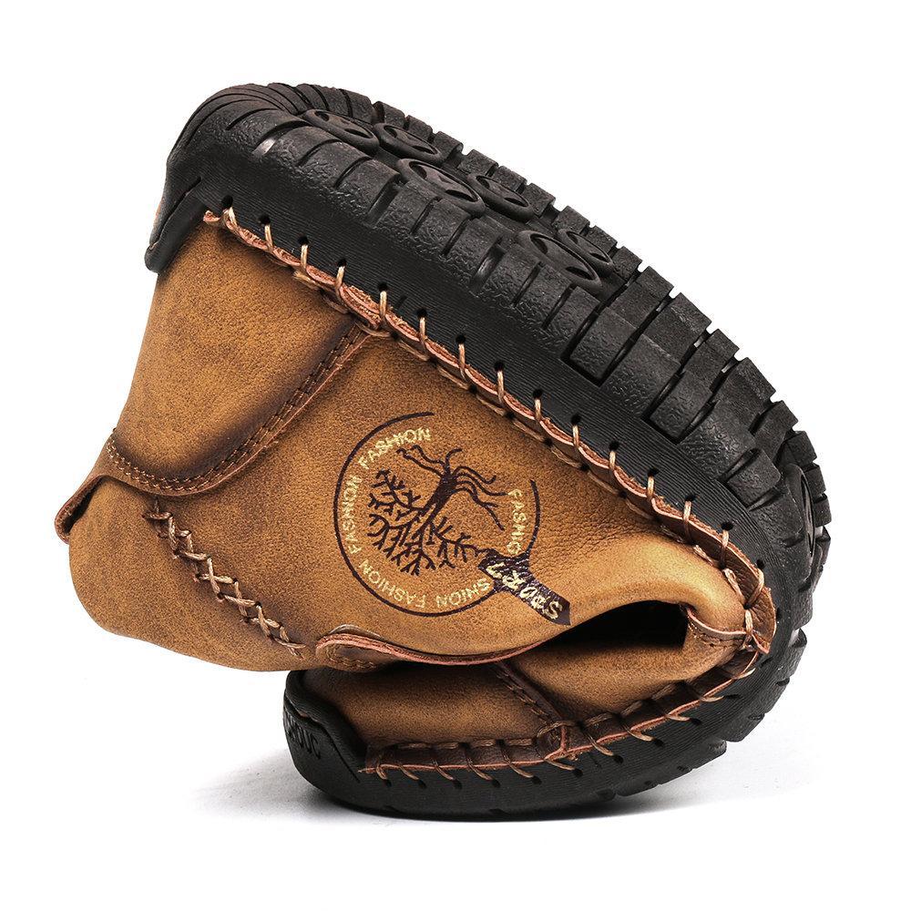 Catenize Men's Vintage Hand Stitching Comfort Soft Leather Boots