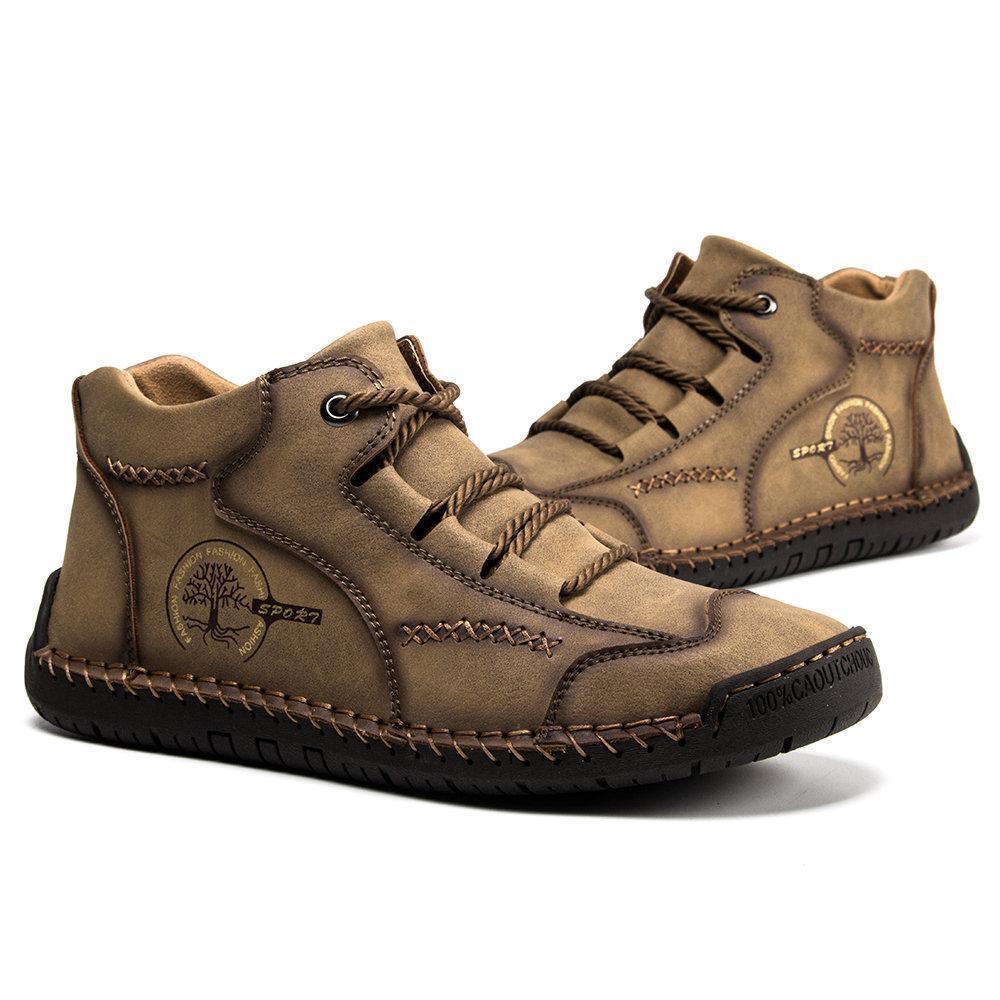 Catenize Men's Vintage Hand Stitching Comfort Soft Leather Boots