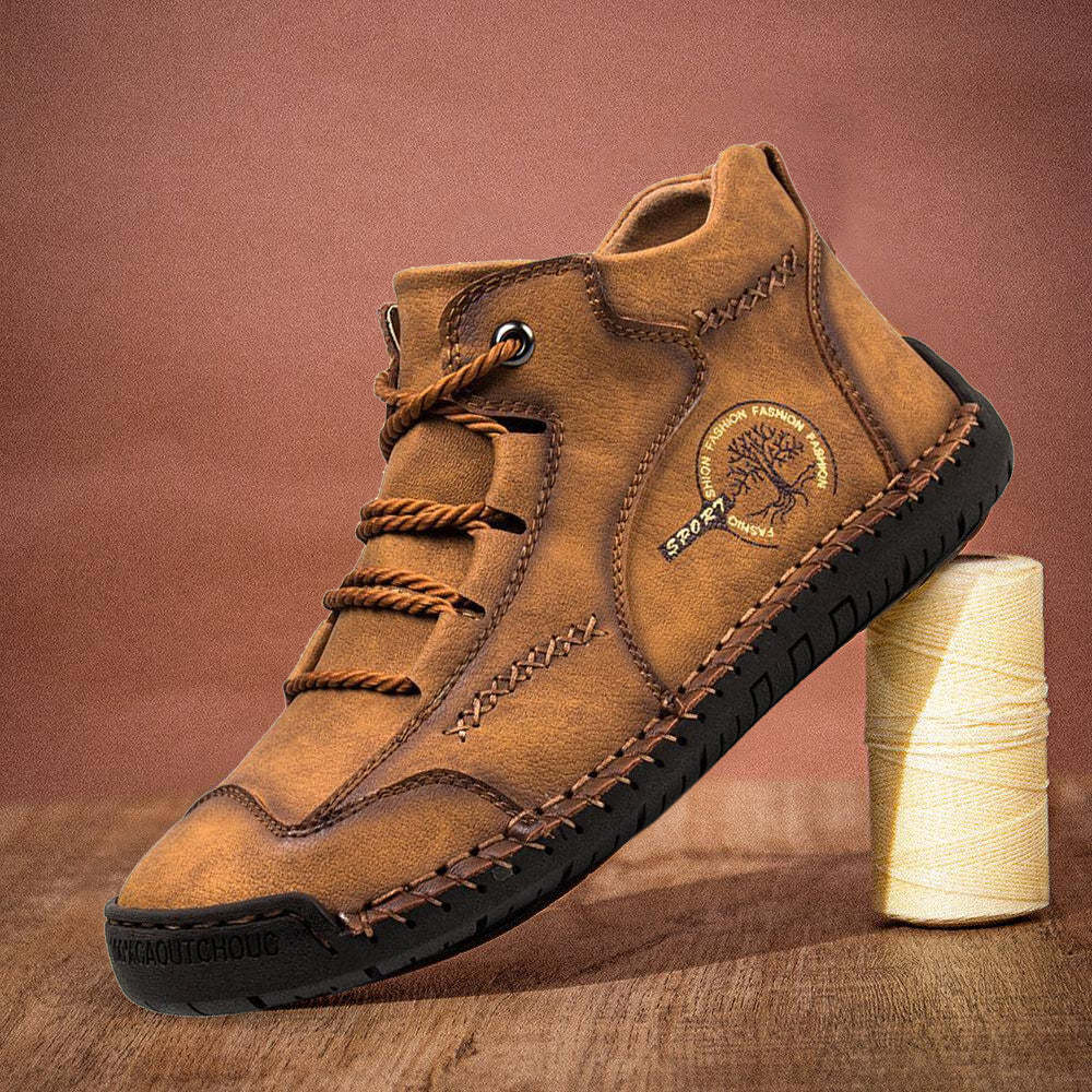 Catenize Men's Vintage Hand Stitching Comfort Soft Leather Boots