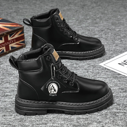 Men's Arch Support Genuine Leather Orthopedic Hiking Combat Boots