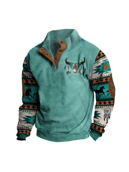 Men's Western Style Casual Pullover Sweatshirt