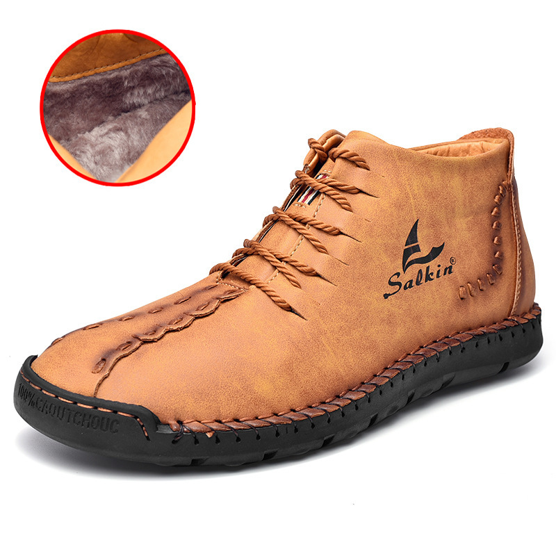 💥Last day deals 70% OFF💥Men's Casual Leather Lightweight Warm Arch Support Non-Slip Driving Boots