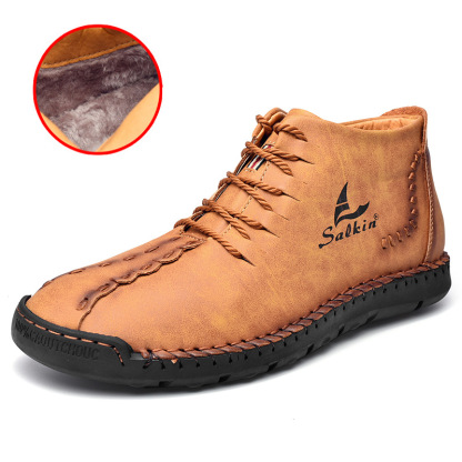 💥Last day deals 70% OFF💥Men's Casual Leather Lightweight Warm Arch Support Non-Slip Driving Boots