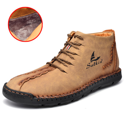 💥Last day deals 70% OFF💥Men's Casual Leather Lightweight Warm Arch Support Non-Slip Driving Boots
