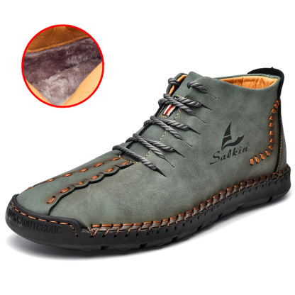 💥Last day deals 70% OFF💥Men's Casual Leather Lightweight Warm Arch Support Non-Slip Driving Boots