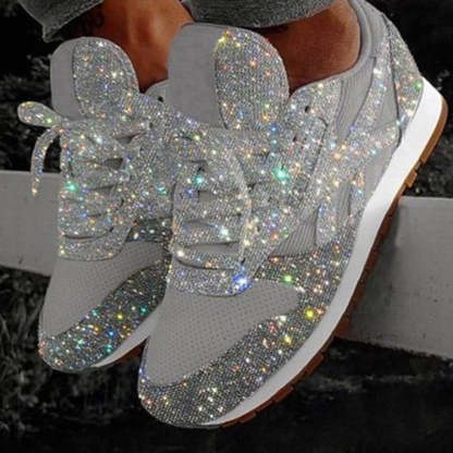 New Flat Mesh Rhinestone Sneakers