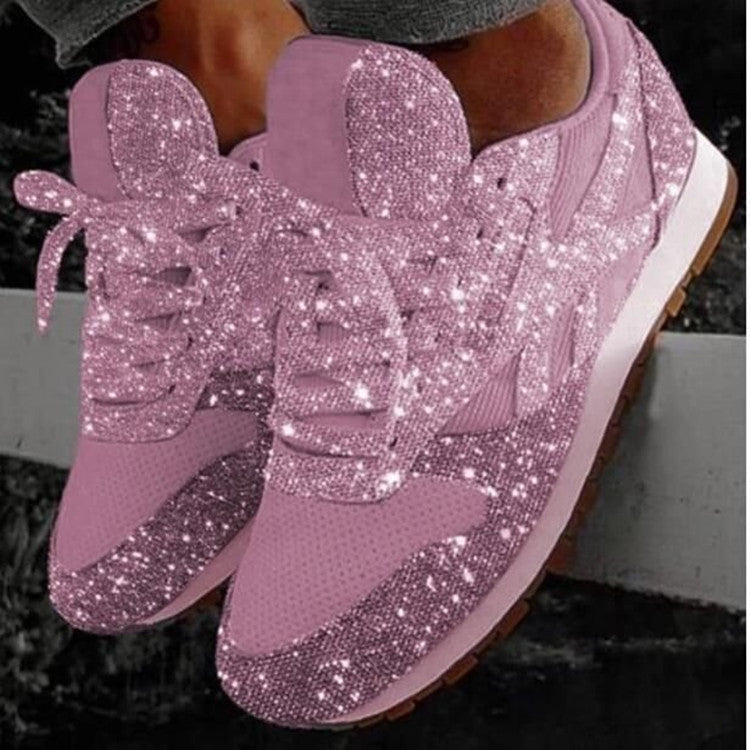 New Flat Mesh Rhinestone Sneakers