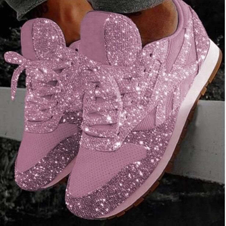 New Flat Mesh Rhinestone Sneakers
