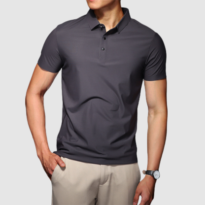 Men's summer ice silk without trace business lapel solid color simple t-shirt