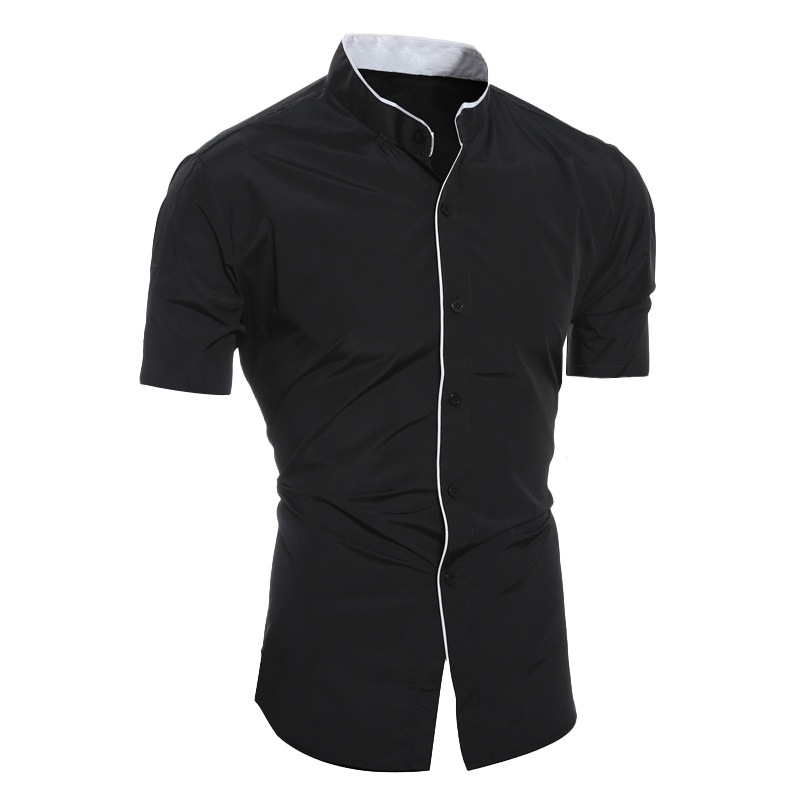 Men's stand collar short sleeve shirt
