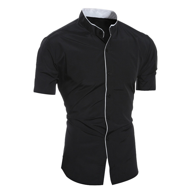 Men's stand collar short sleeve shirt
