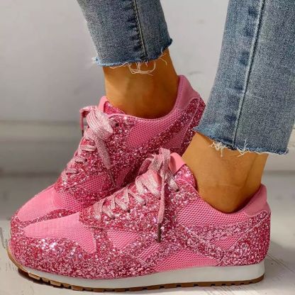 New Flat Mesh Rhinestone Sneakers